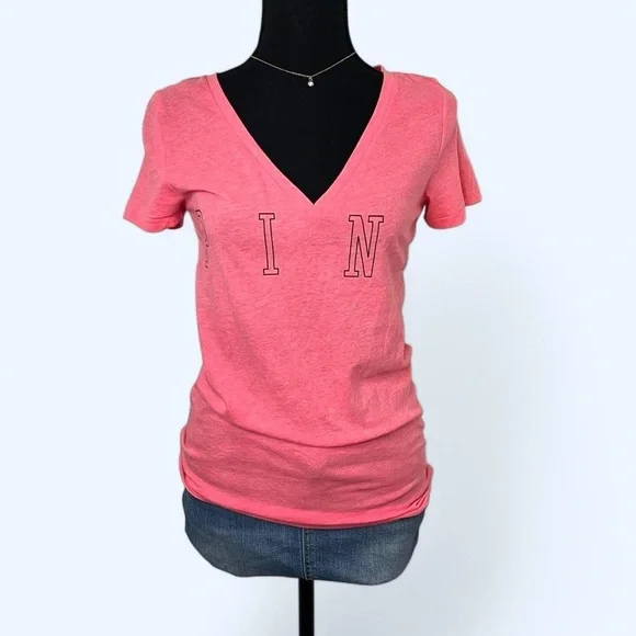 Pink V-Neck Women's Top - Picture 2 of 5